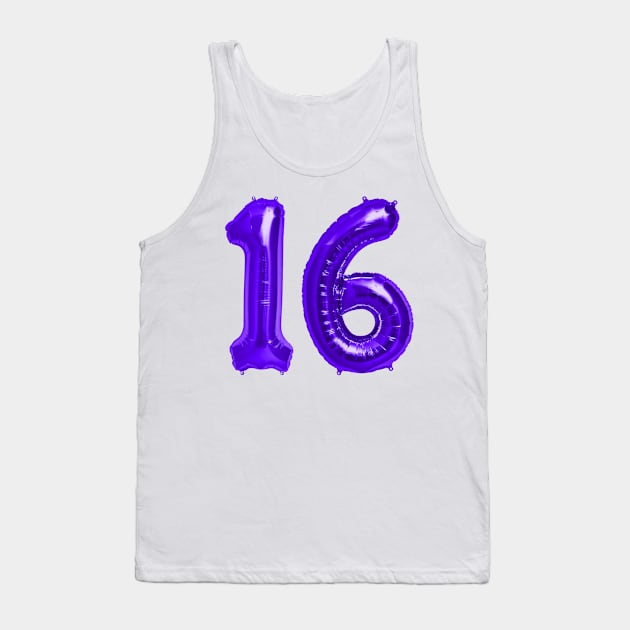 Purple 16th Birthday Metallic Helium Balloons Numbers Tank Top by podartist